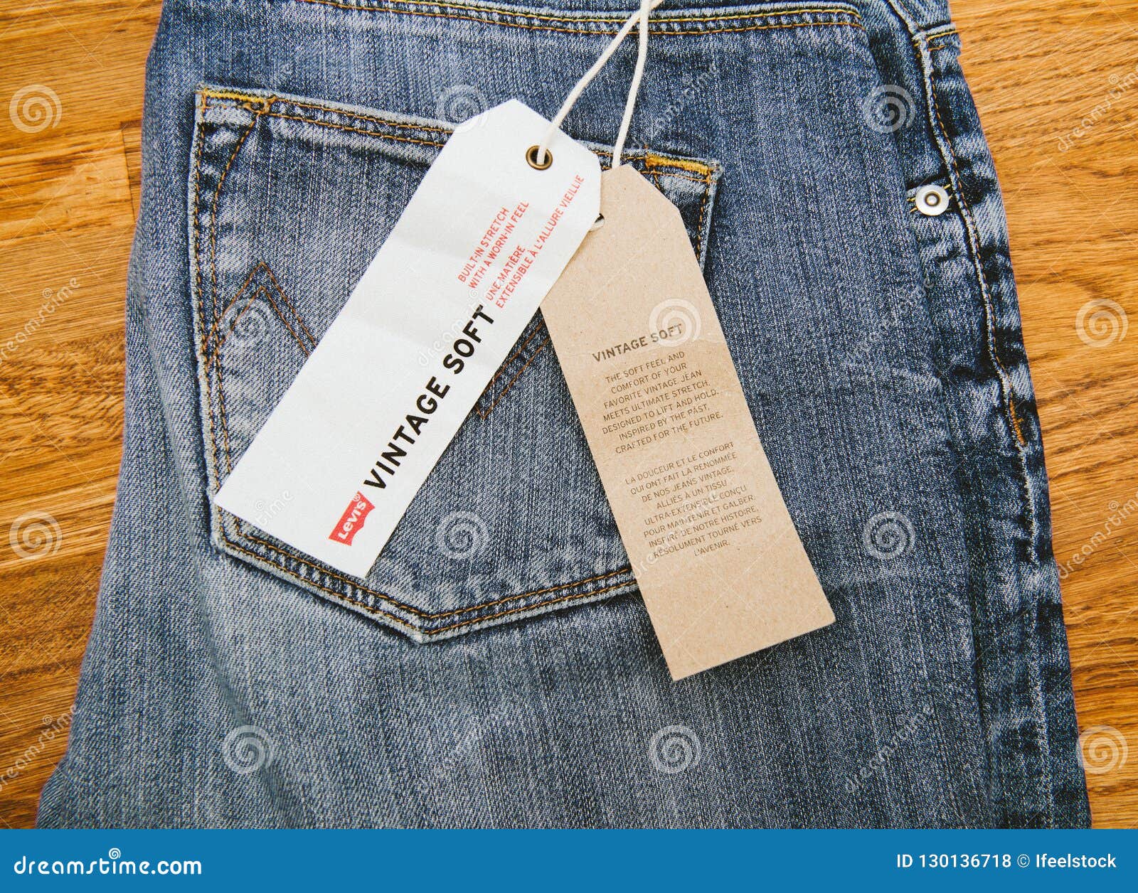 Levi`s Jeans Denim Pants On Wooden 