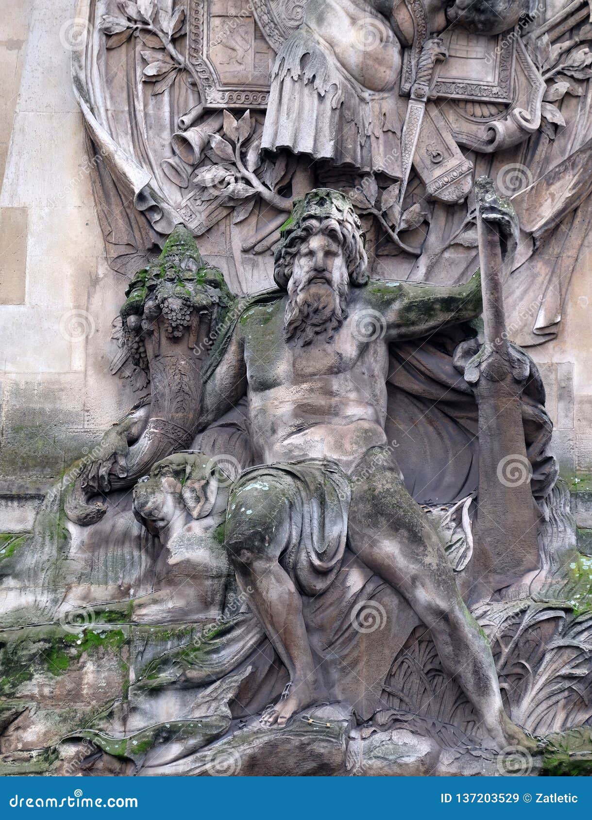 detail of the porte saint denis is a parisian monument located in the 10th arrondissement in paris