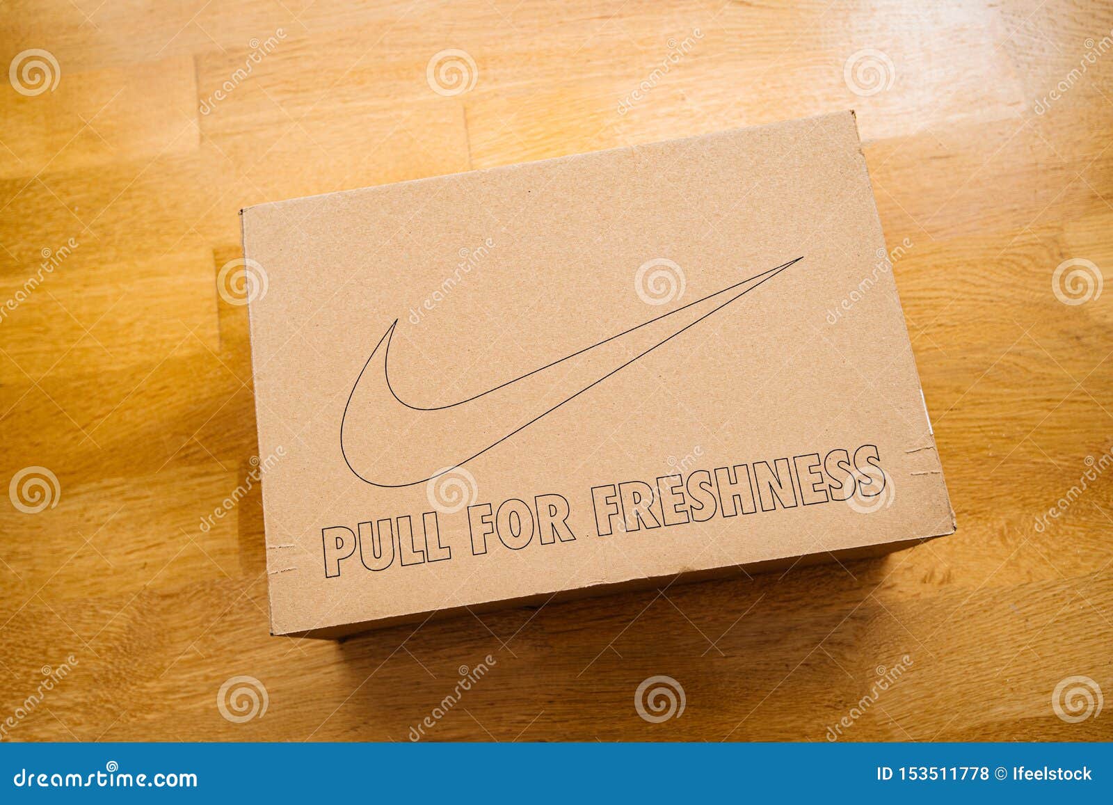 investering rustig aan pariteit Pull for Freshness and Logotype of Nike on Wooden Floor Editorial Stock  Photo - Image of clothing, fashion: 153511778