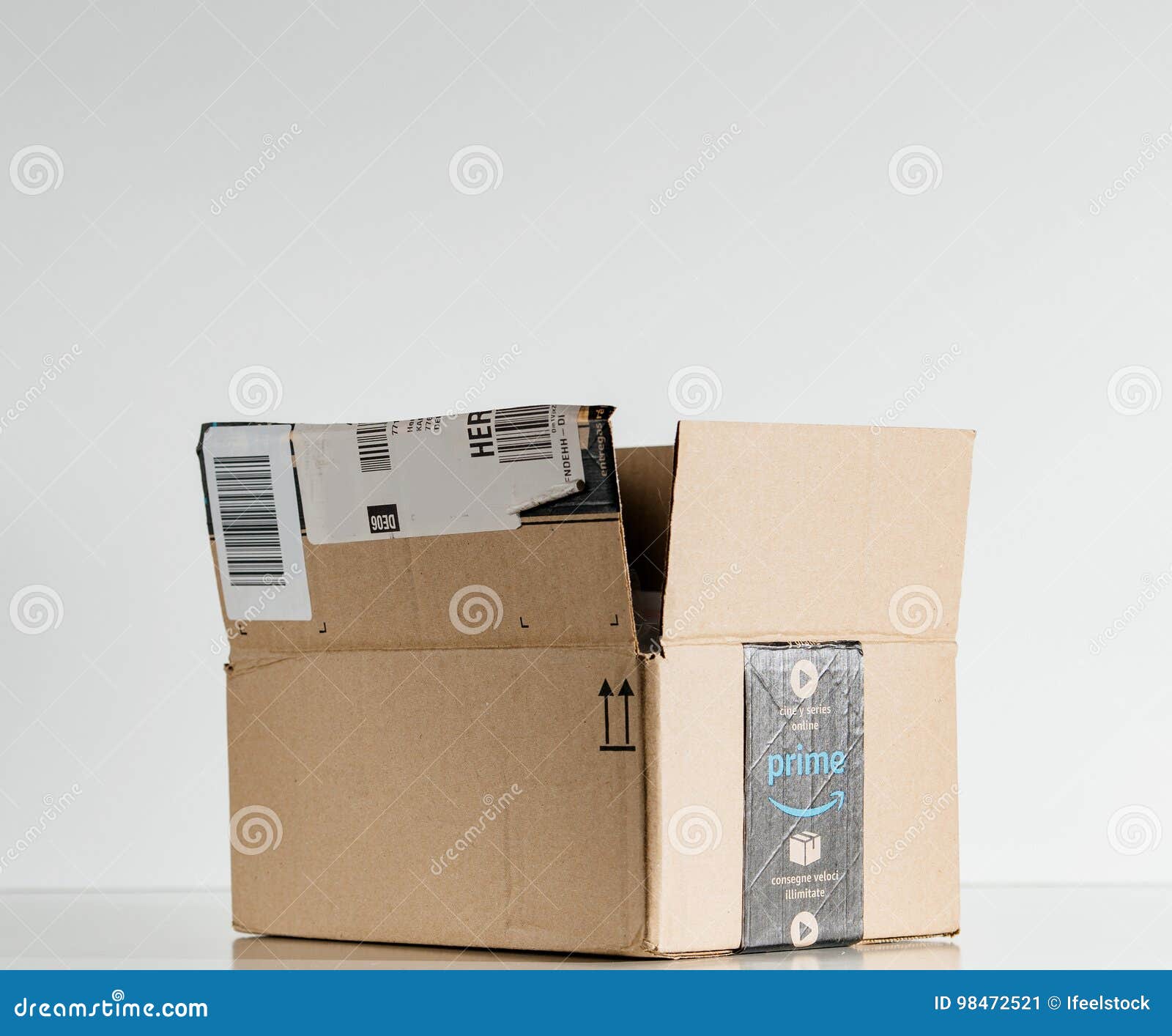 Prime Cardboard Box Open Wrapping Paper Isolated White