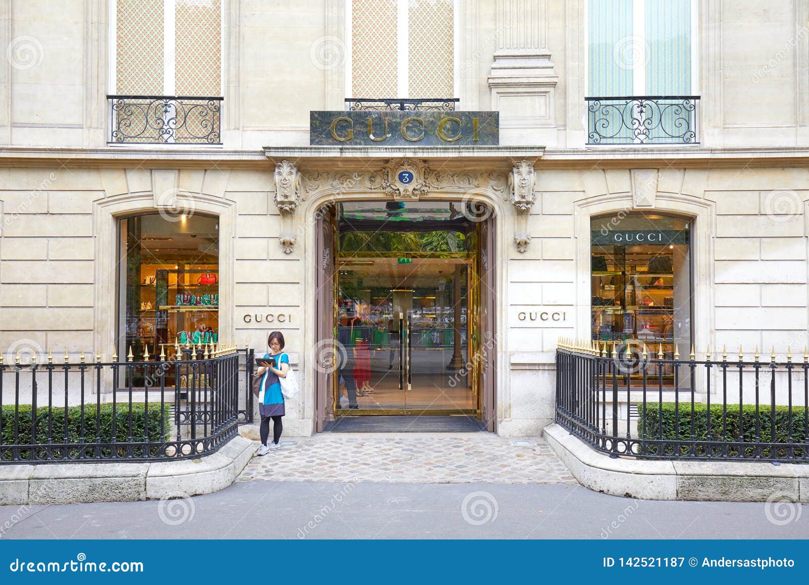 Gucci Fashion Luxury Store in Avenue Montaigne in Paris, France