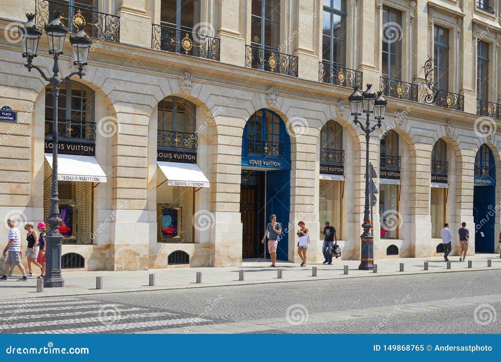 Louis Vuitton Shop In Place Vendome In Paris, People Passing In A Sunny Summer Day Editorial ...