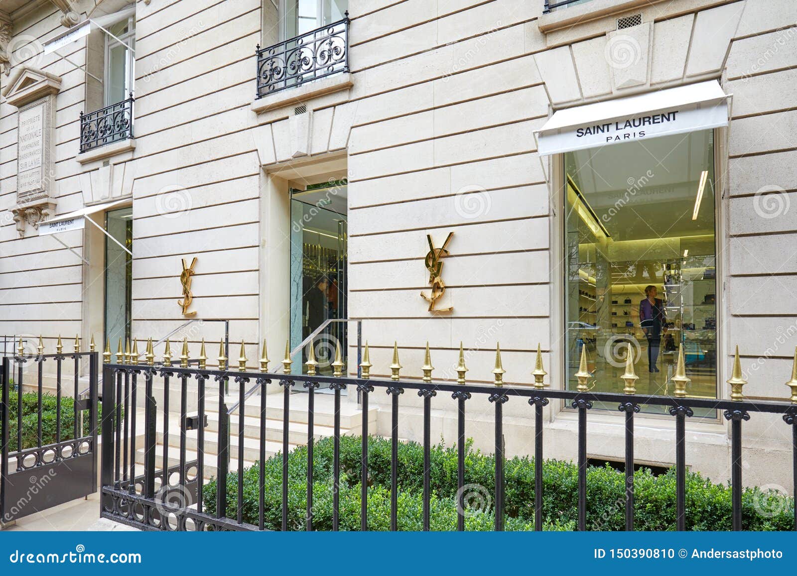 Yves Saint Laurent Fashion Luxury Store in Avenue Montaigne in Paris