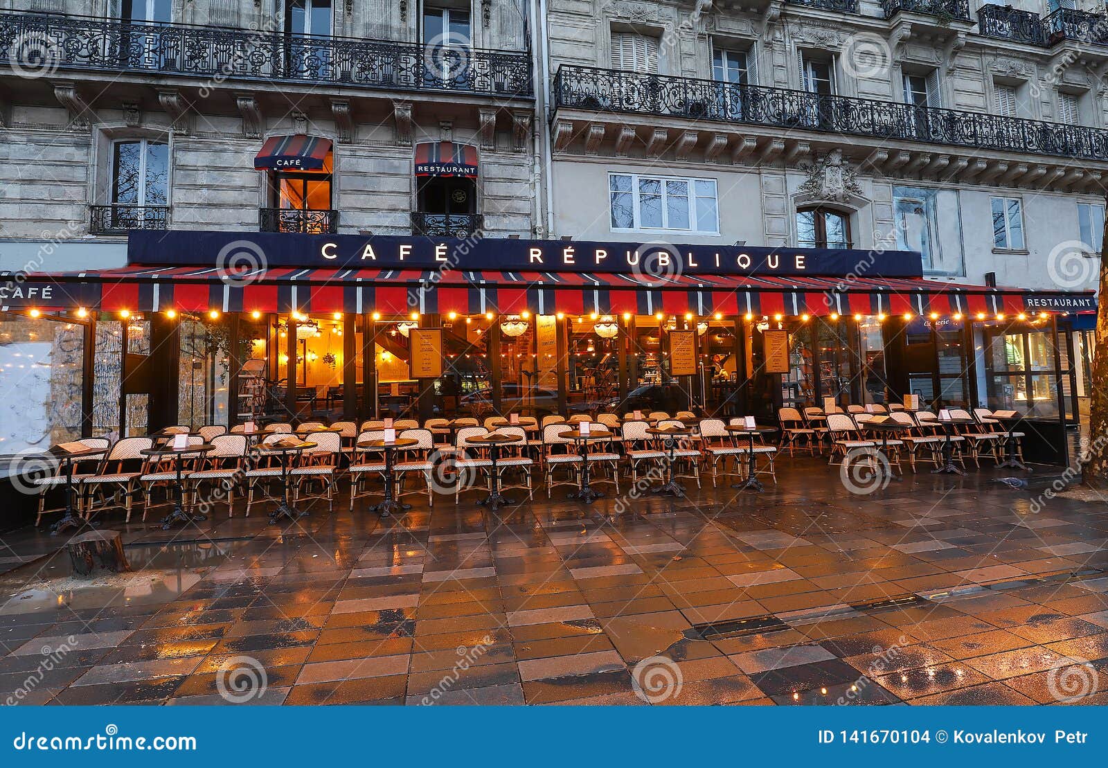 The Cafe Republique at Rainy Morning . it is Traditional French Cafe ...