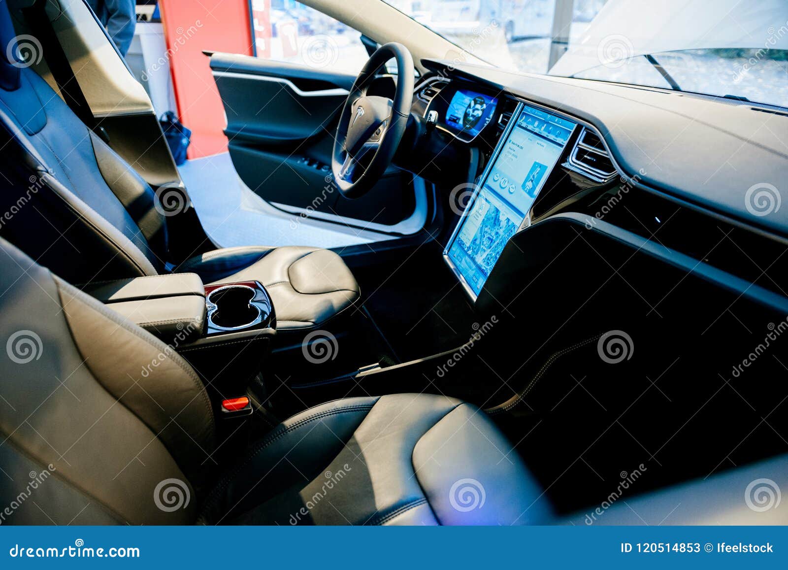 New Tesla Model S Interior Design Editorial Stock Photo