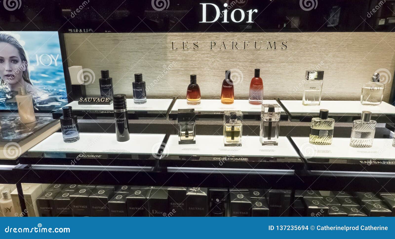 DIOR French Luxury Brand Perfume in Duty Free Store Shelf, Banner