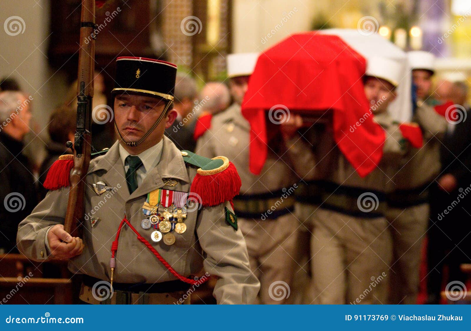 Paris, France - October,2, 2011. Funeral of the Honorary Legionnaire ...