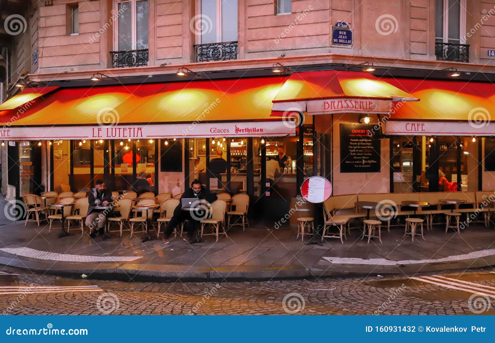 The Traditional French Cafe Lutetia at Night , Paris, France. Editorial ...