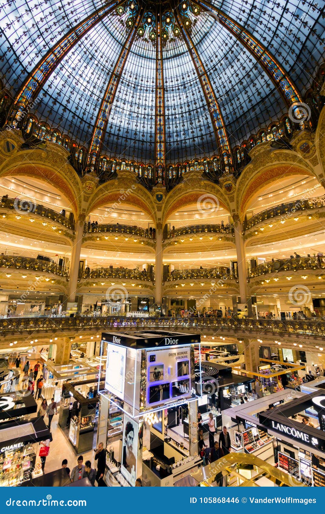 Paris Galeries Lafayette Shopping Mall Editorial Photo - Image of