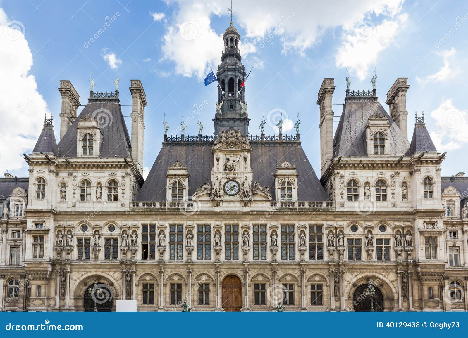 Paris, Hotel de ville stock photo. Image of center, french - 40129438