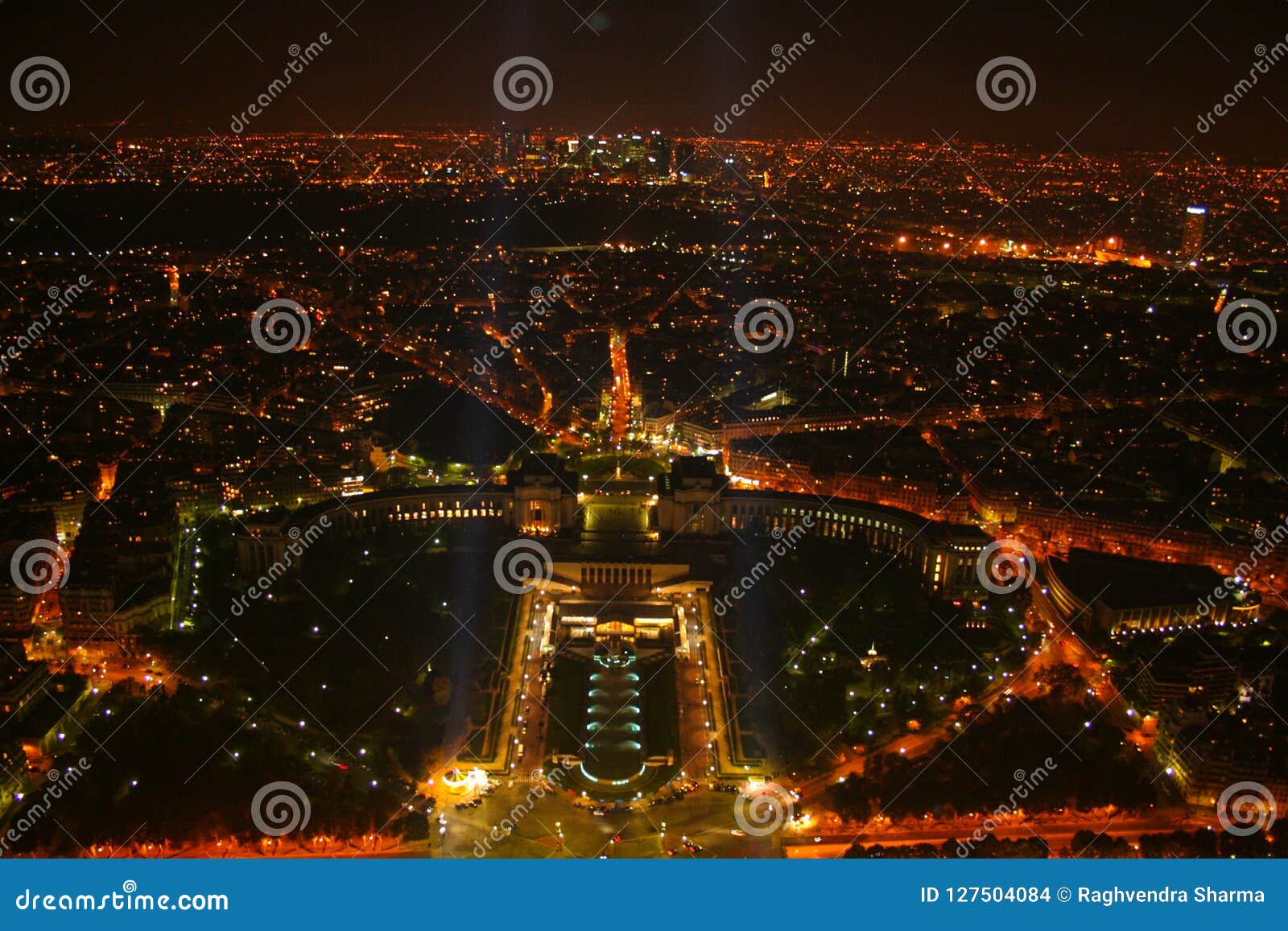 paris night view from eiffel tower