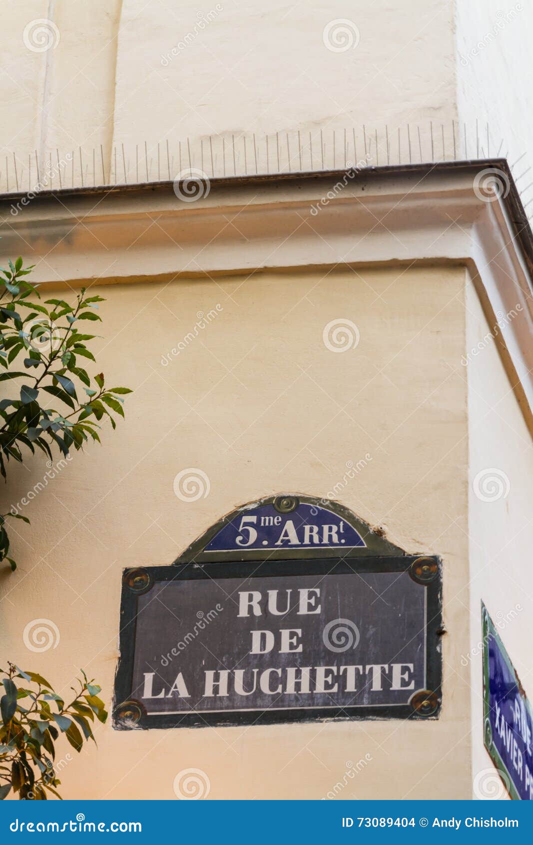 Paris Old Street Sign Rue De La Huchette Stock Photo - Image of place ...