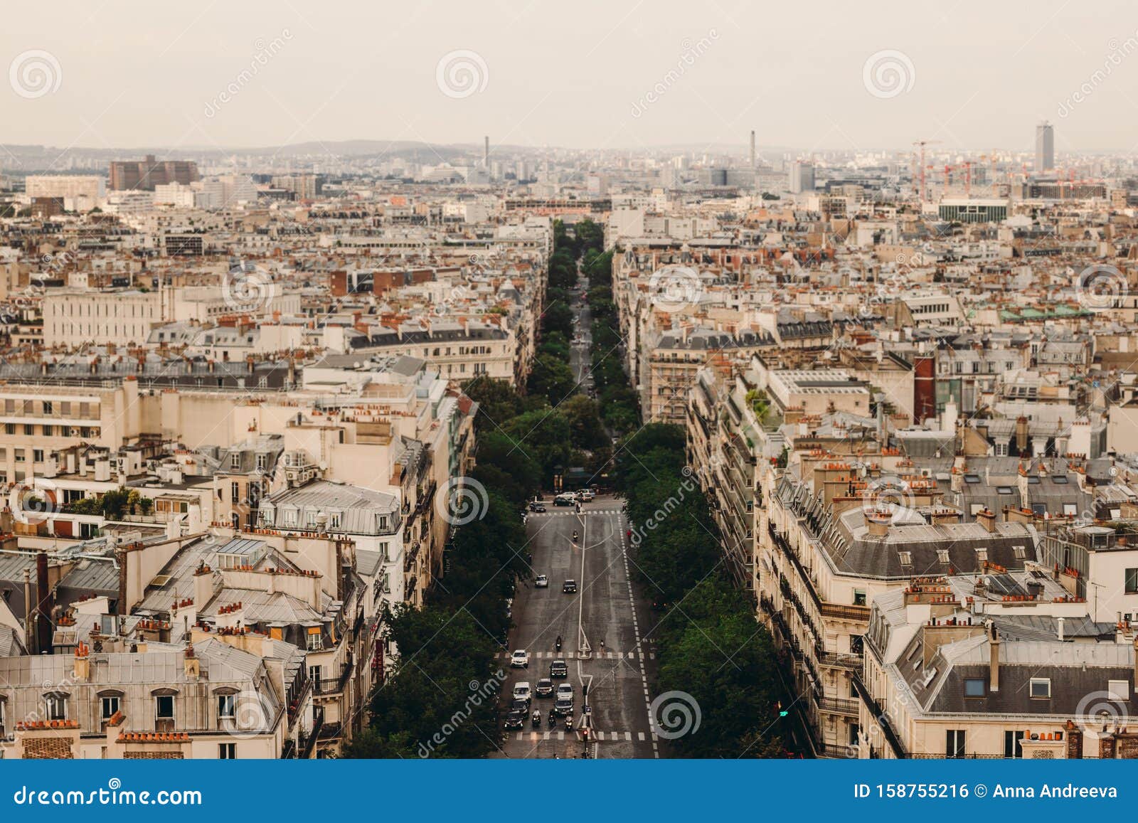 Paris France Avenue Des Champs Elysees Aerial View Street Scene Stereoview H358 