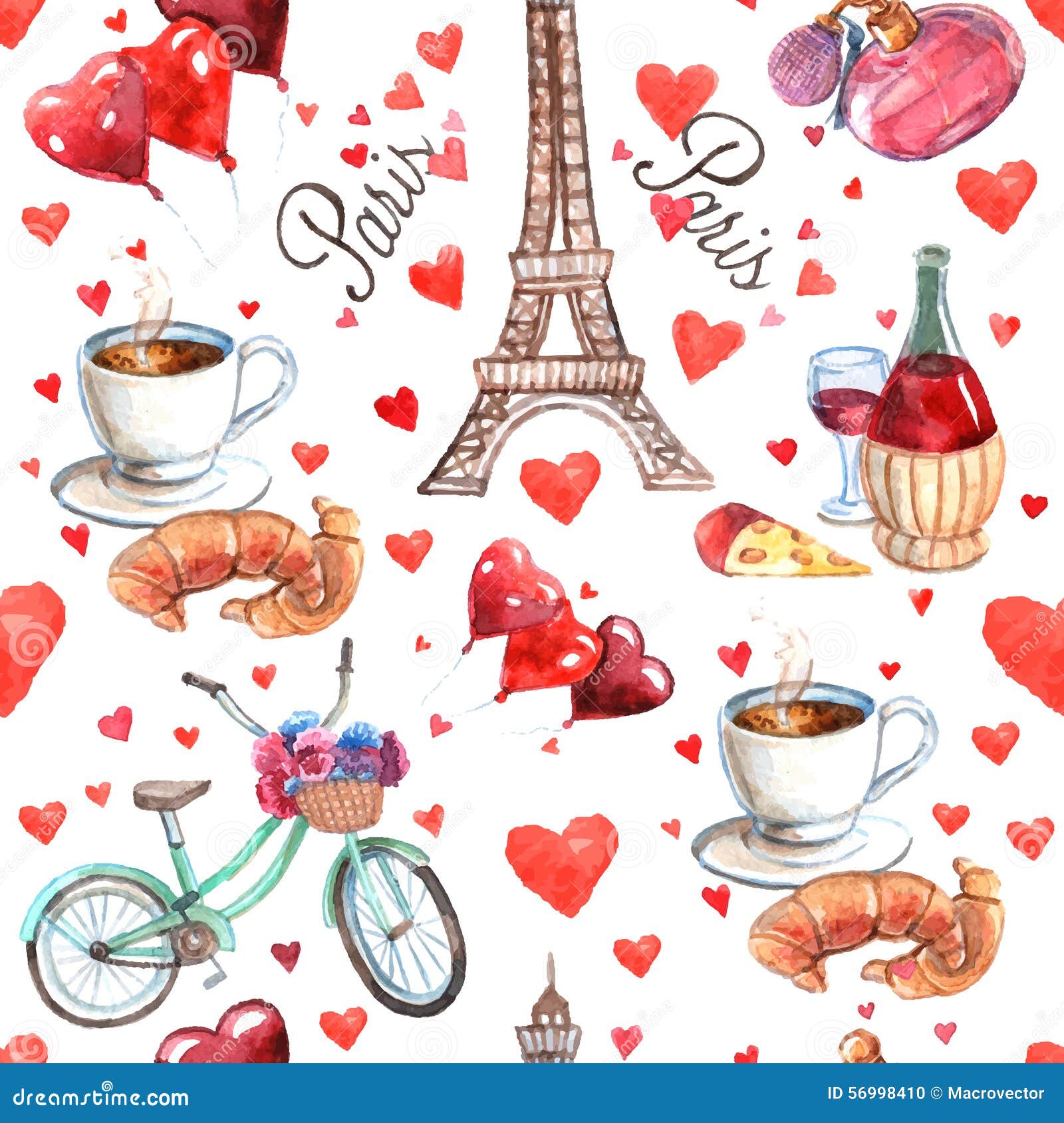 paris seamless souvenir wrap paper pattern