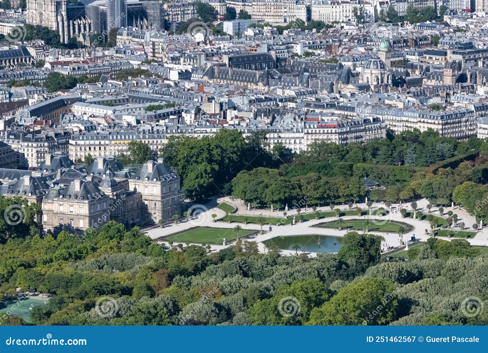 paris, the senat and the luxembourg garden, aerial view