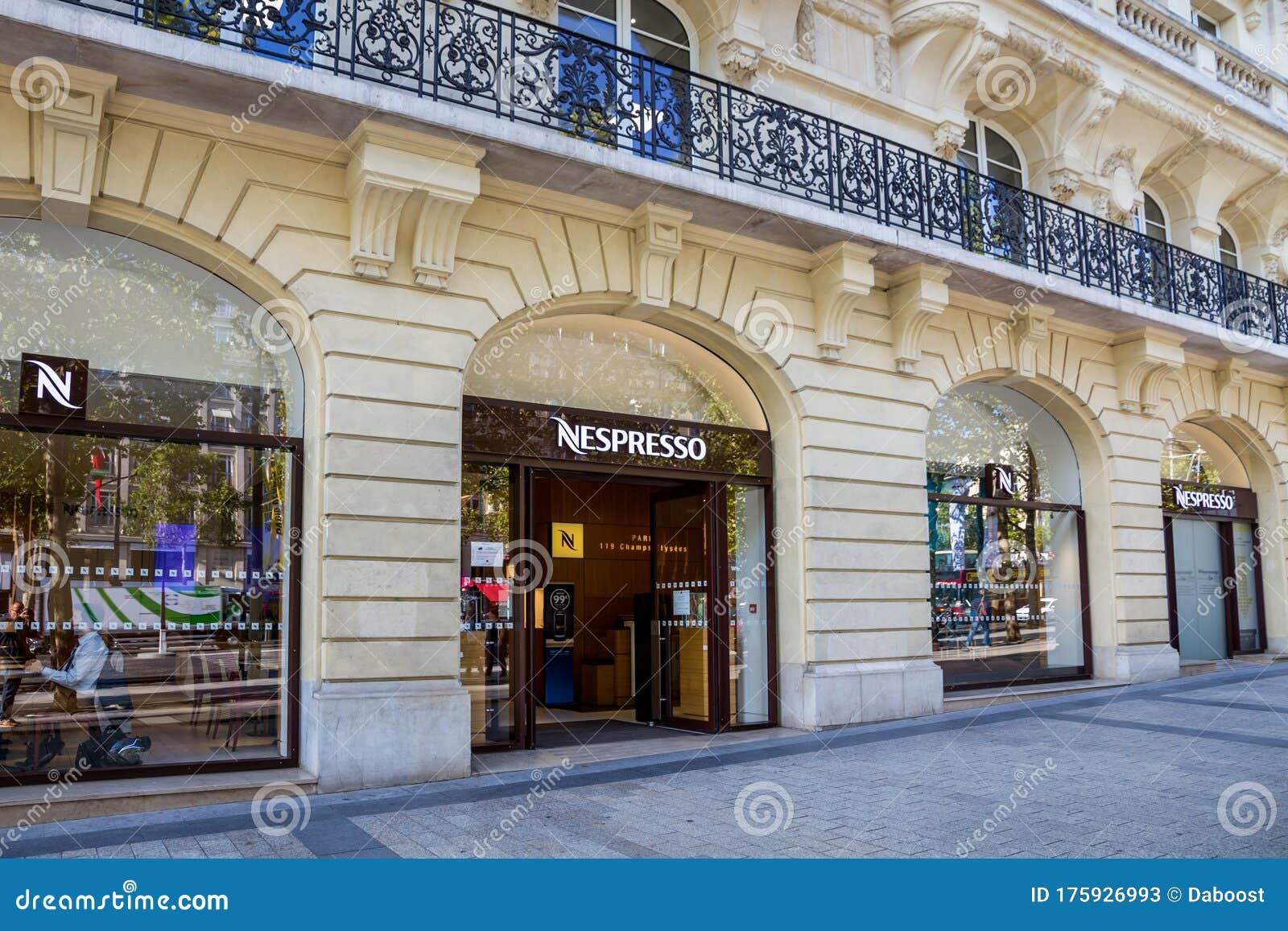 Paris - September 10, 2019 : the Nespresso Coffee Store on Champs ...