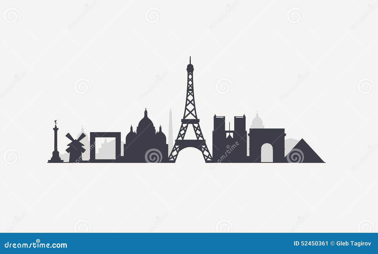 Paris skyline stock vector. Illustration of landmark - 52450361
