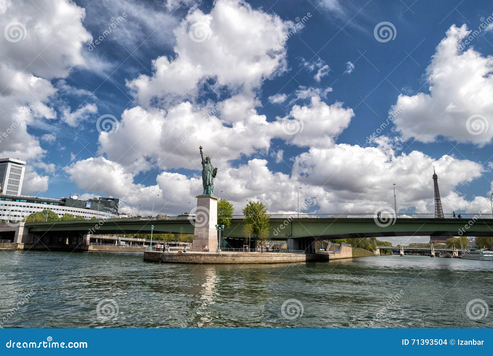 Paris Statue of Liberty on River Editorial Stock Image Image of view