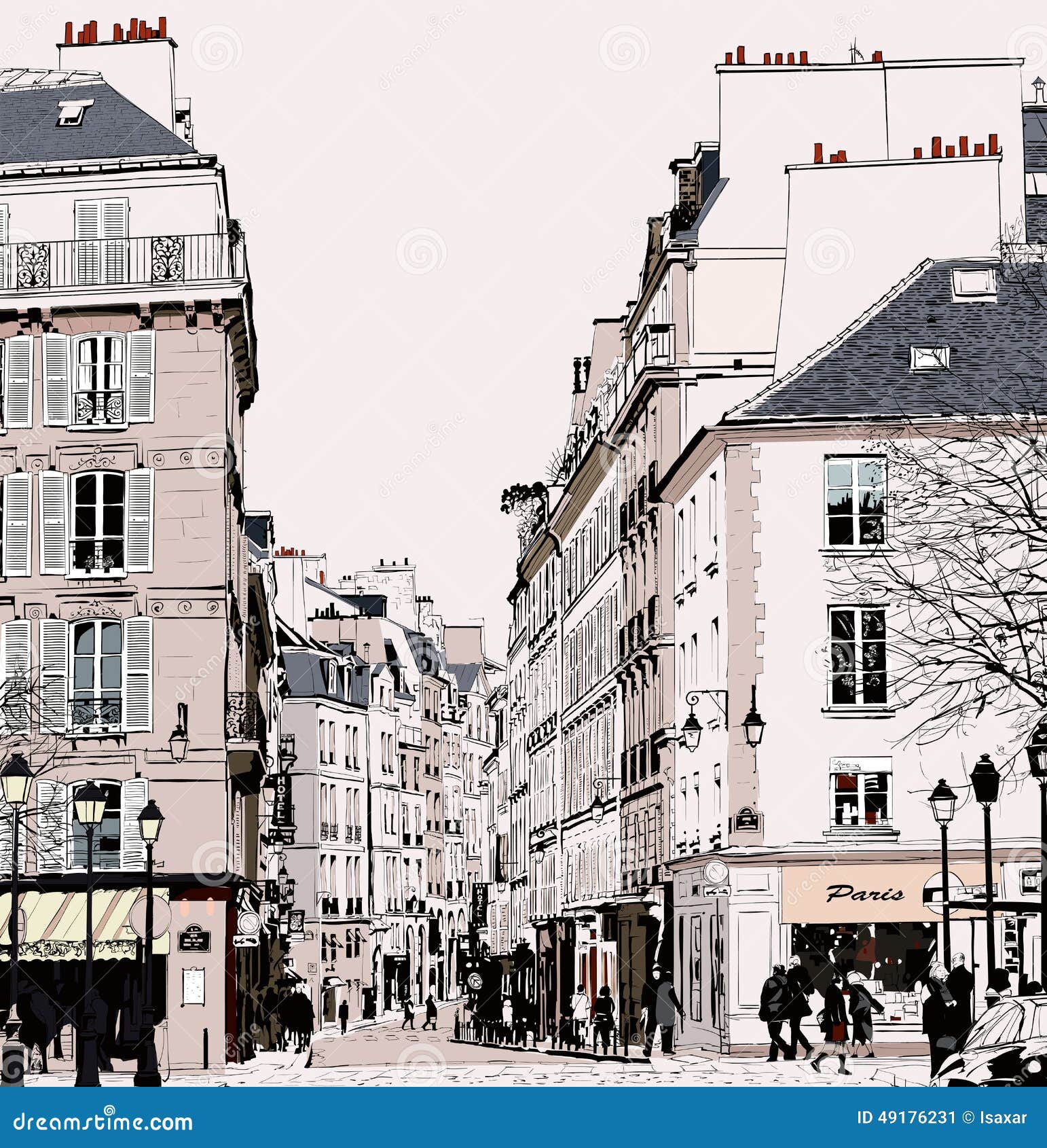 Paris Street in Saint Germain Stock Vector Illustration of france