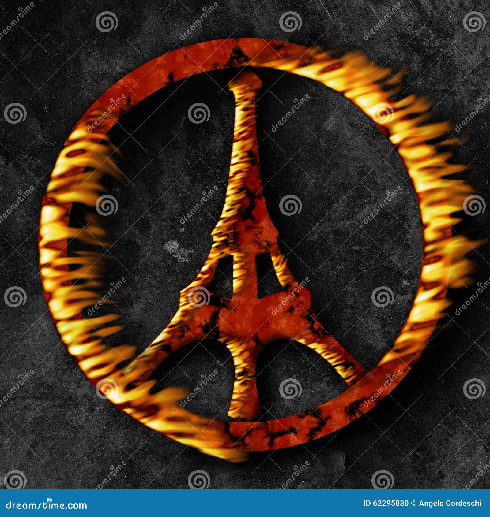 Paris Terrorism, Peace Sign On Fire Editorial Image ...