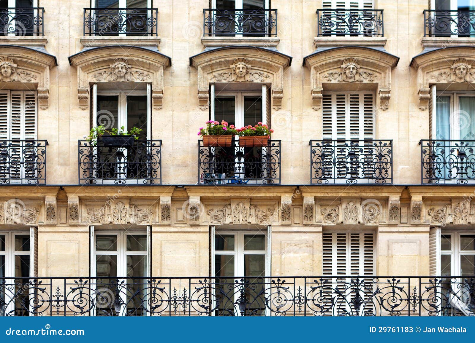 Parisian balconies stock image. Image of wrought, stone 29761183