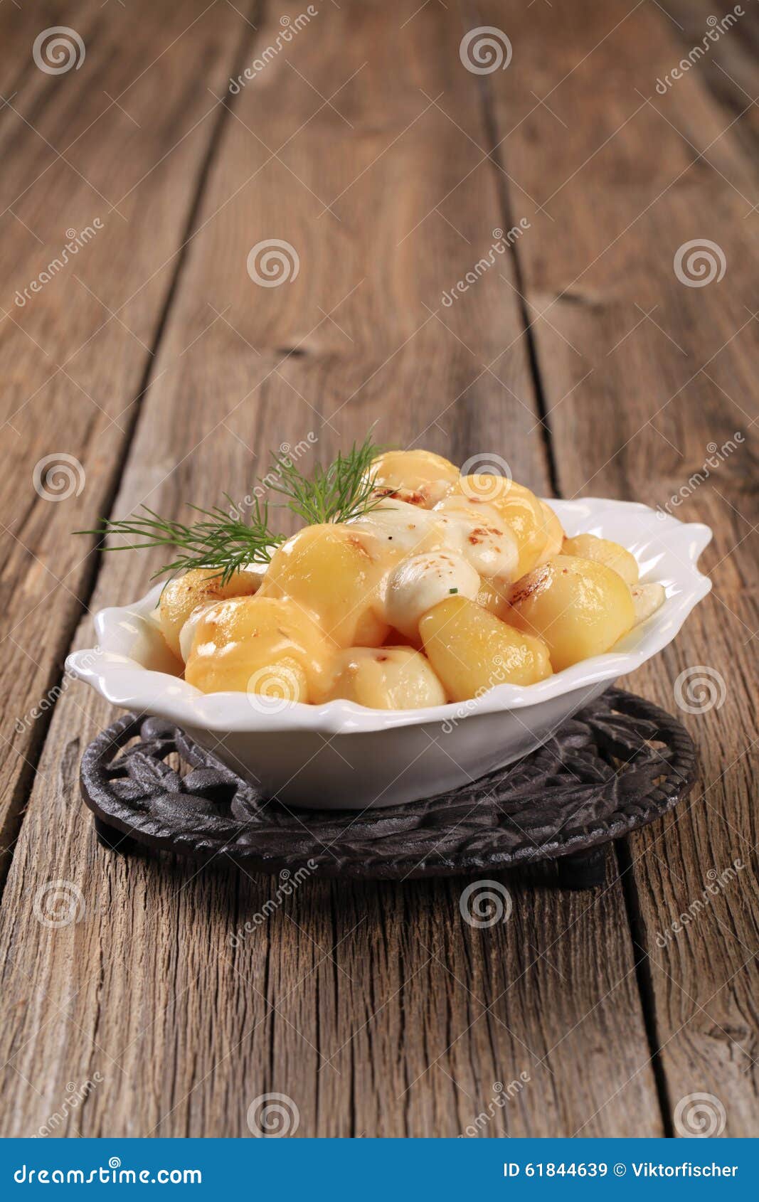 Parisian Potatoes with Mozzarella Cheese Stock Image - Image of closeup