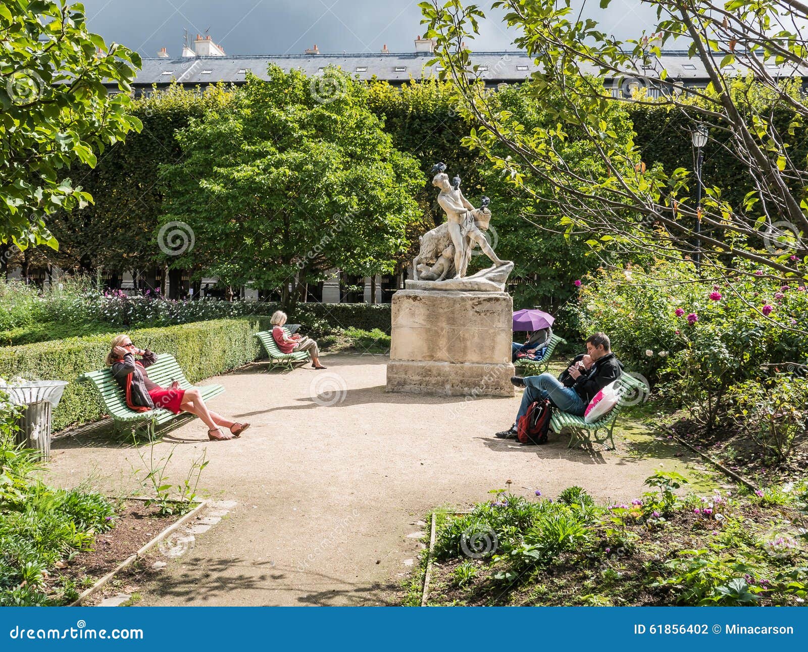 Parisians Lounge In The Palais Royal Gardens Paris Editorial