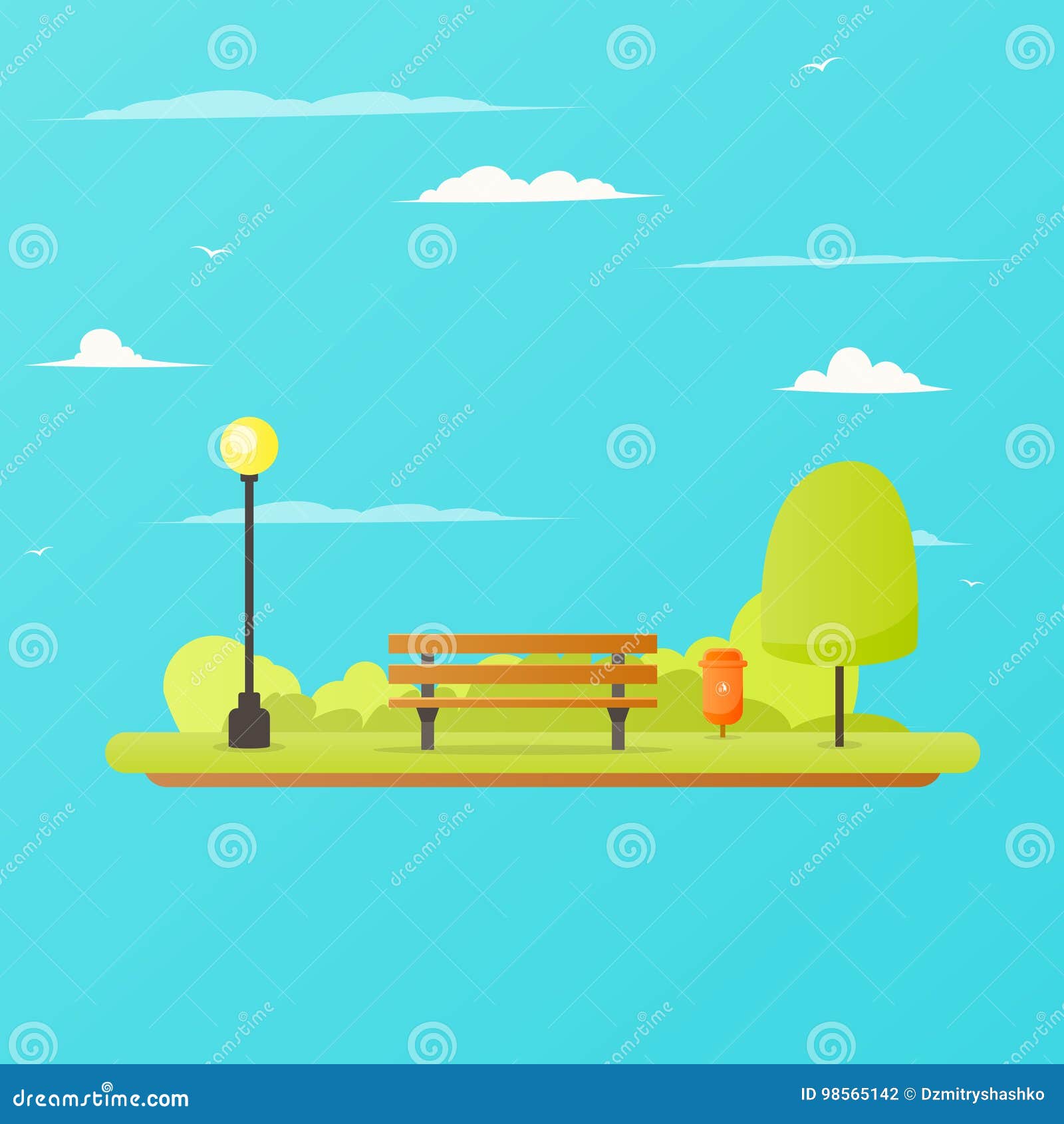 Park bench landscape stock vector. Illustration of classic 98565142