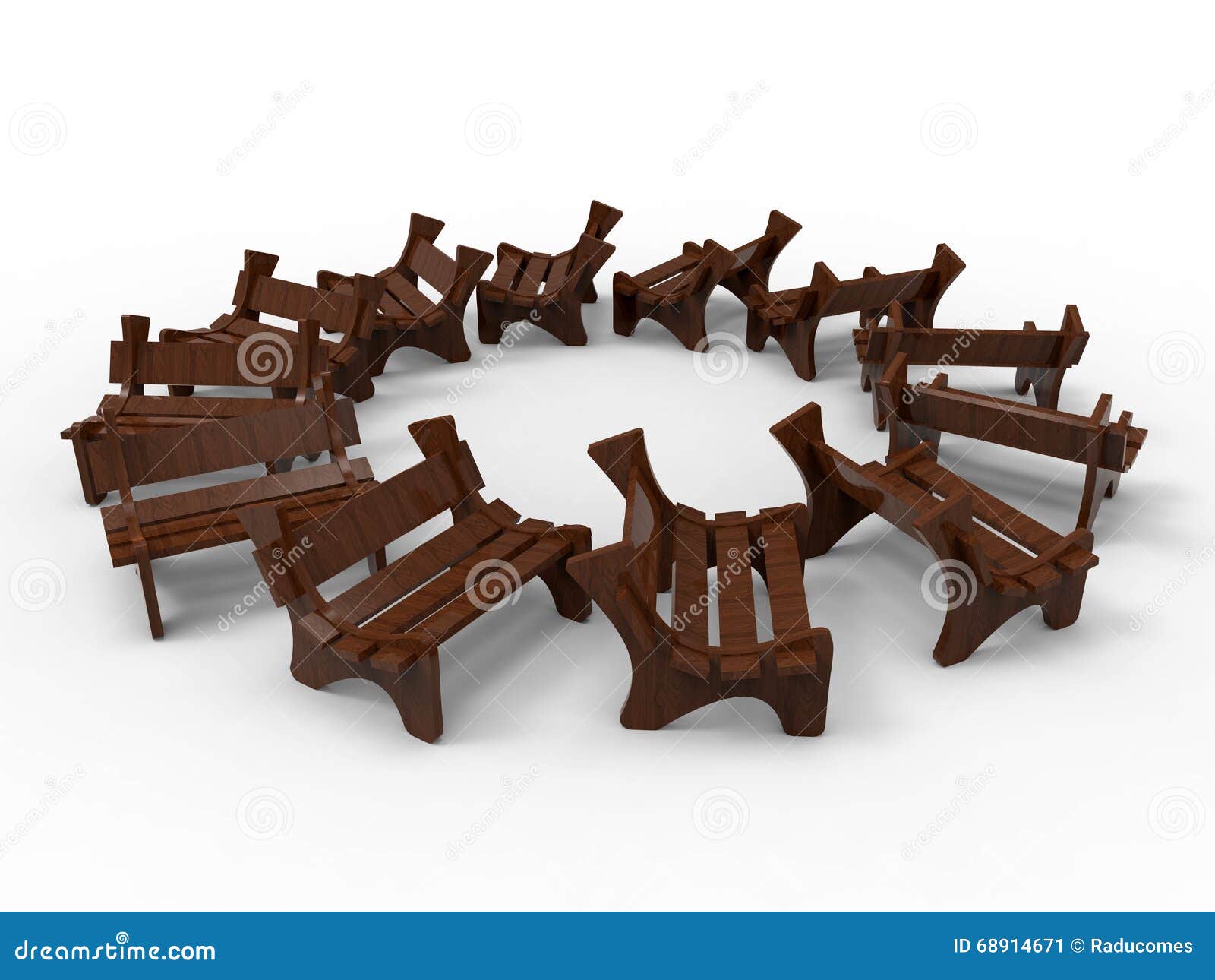 Park Benches Circular Pattern Stock Illustration Illustration Of