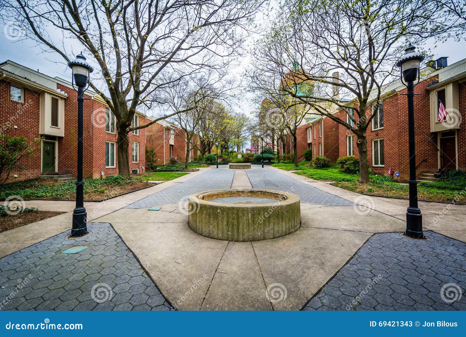 Park in Bolton Hill, Baltimore, Maryland. Stock Image Image of