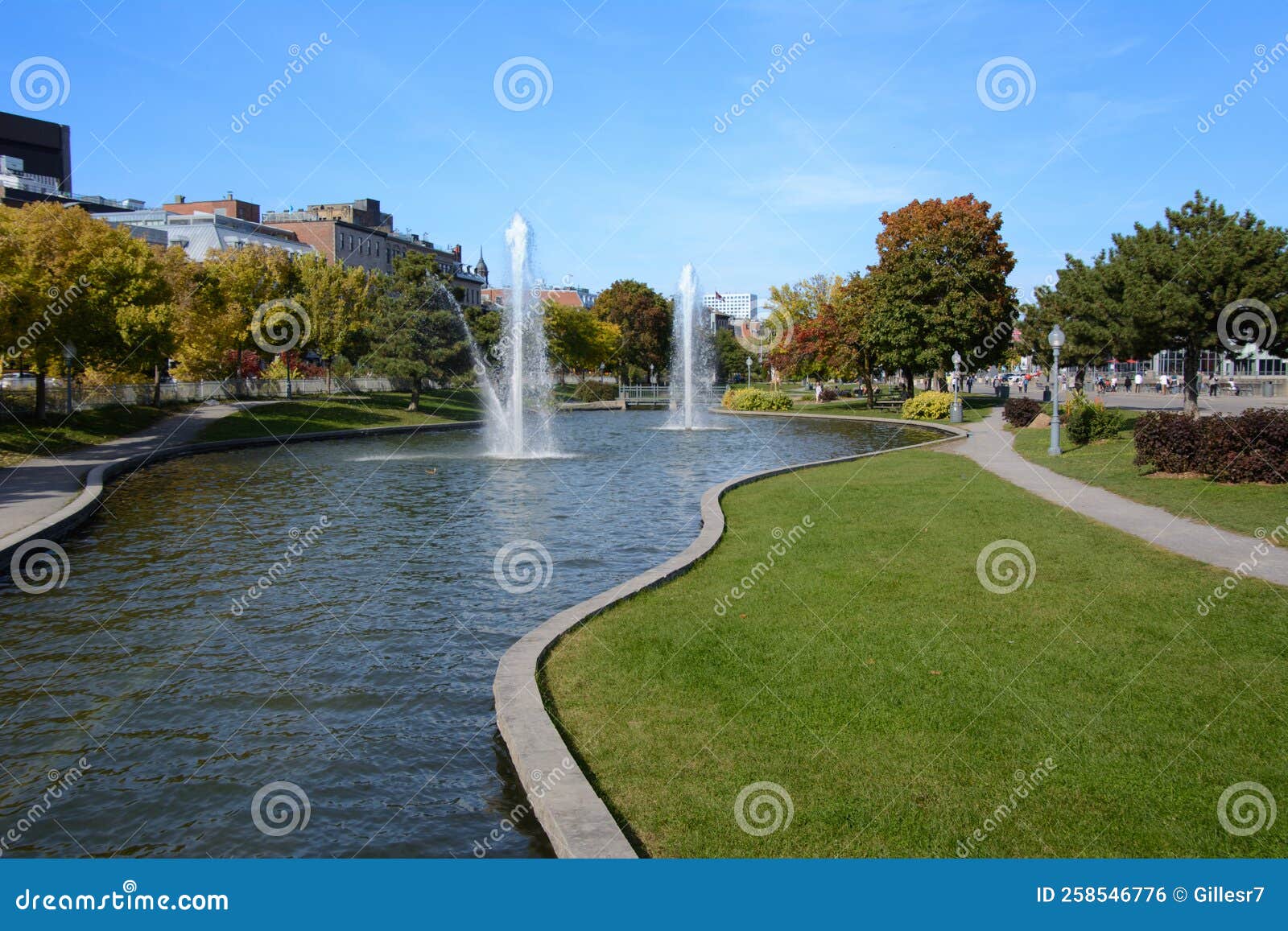 park with fall colors in the beautiful town of montreal