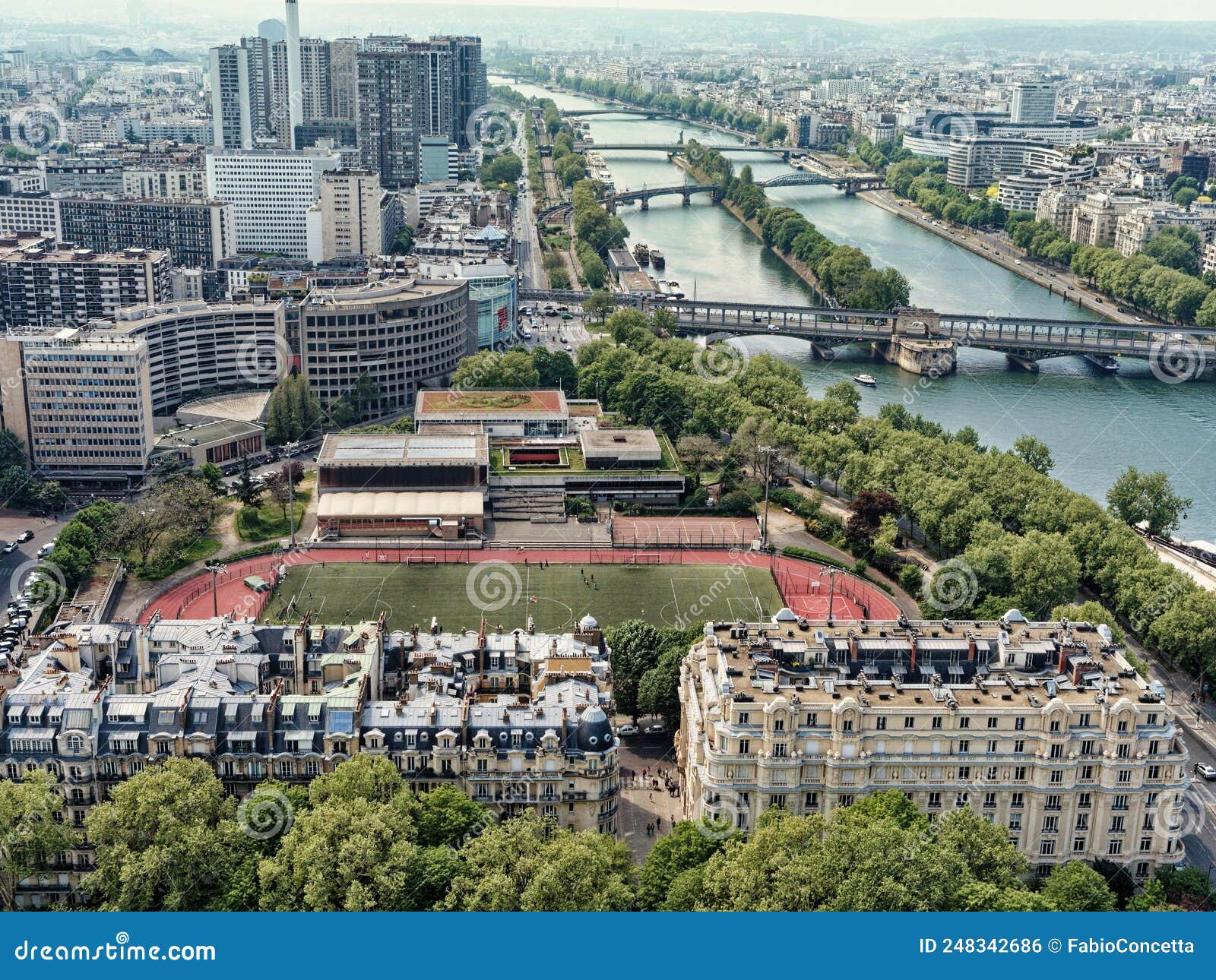 park of the princes panorama with the paris-saint germain stadium