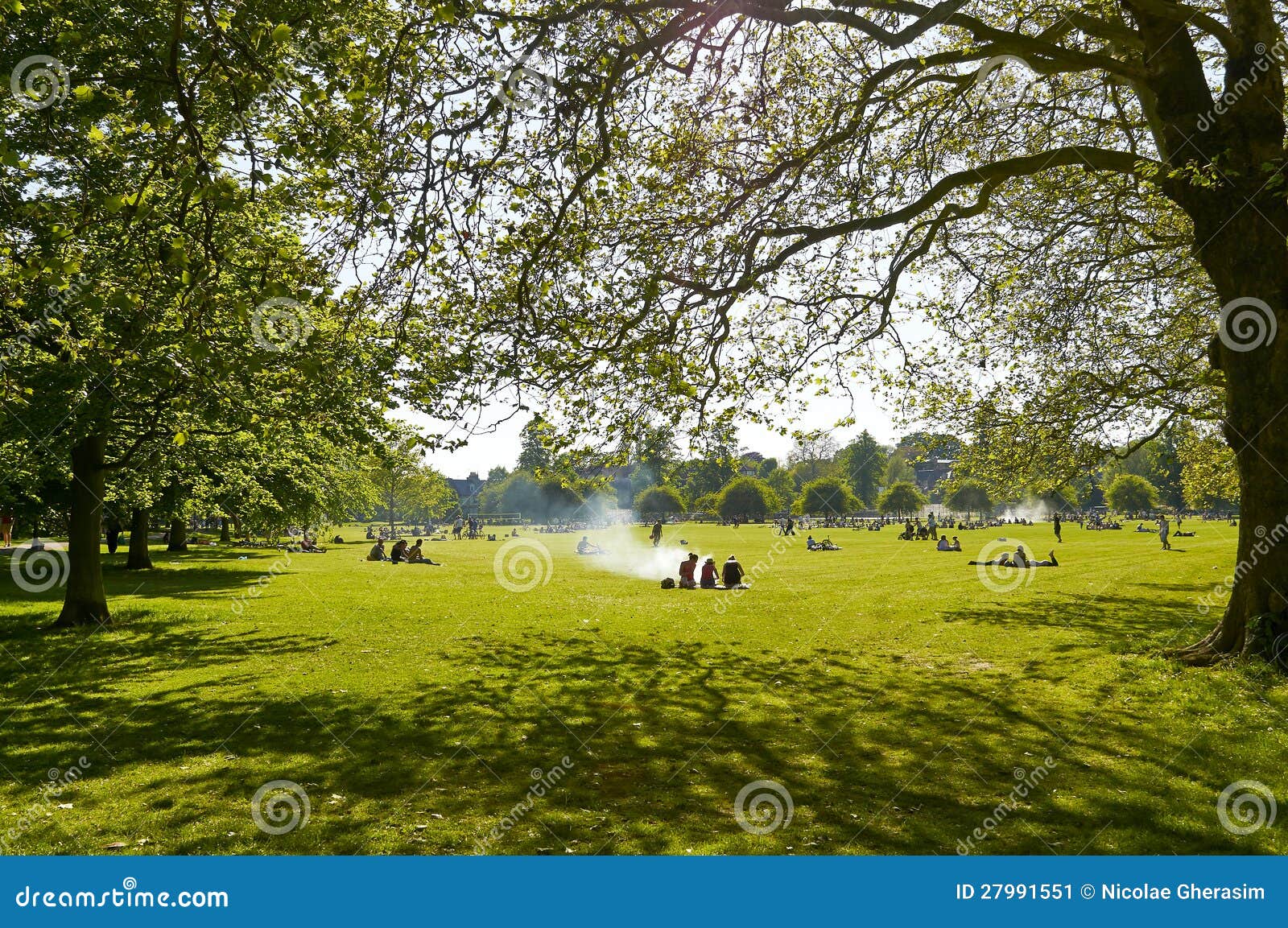 Park in summer stock image. Image of sunshine, open, cambridge - 27991551