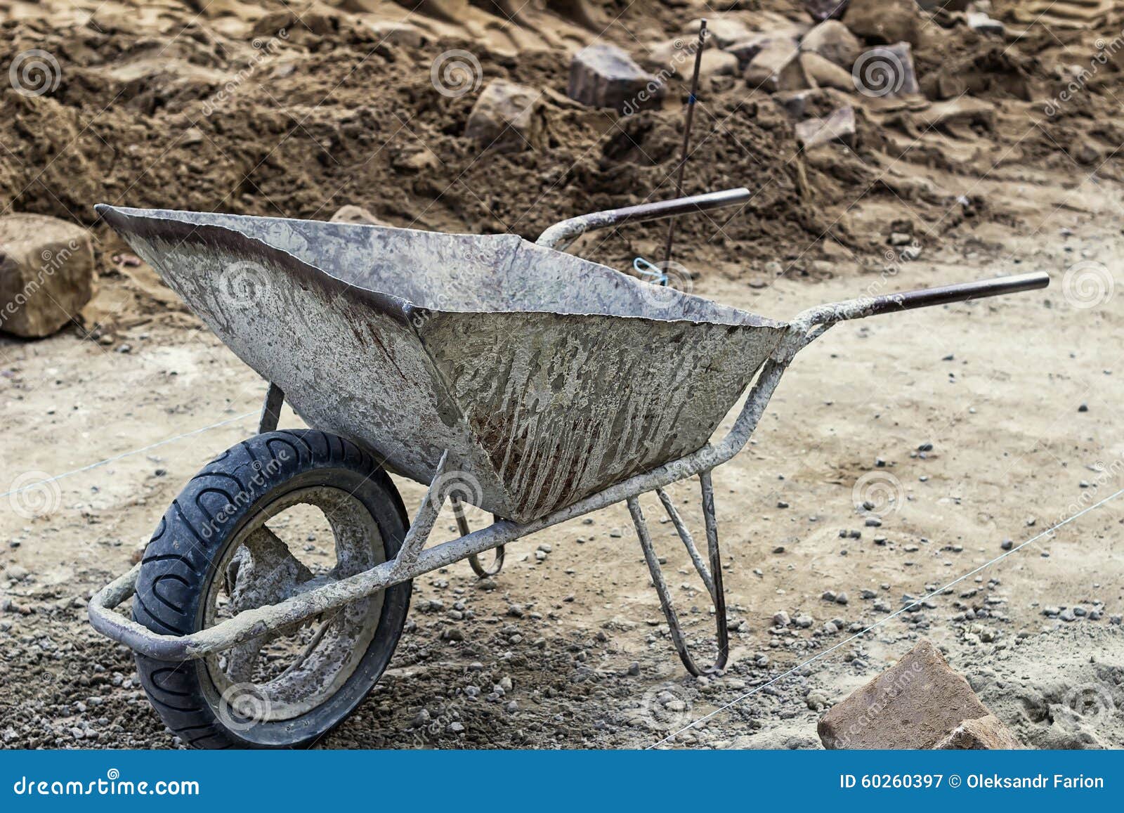 Parked Empty Wheelbarrow for Construction Stock Image Image of