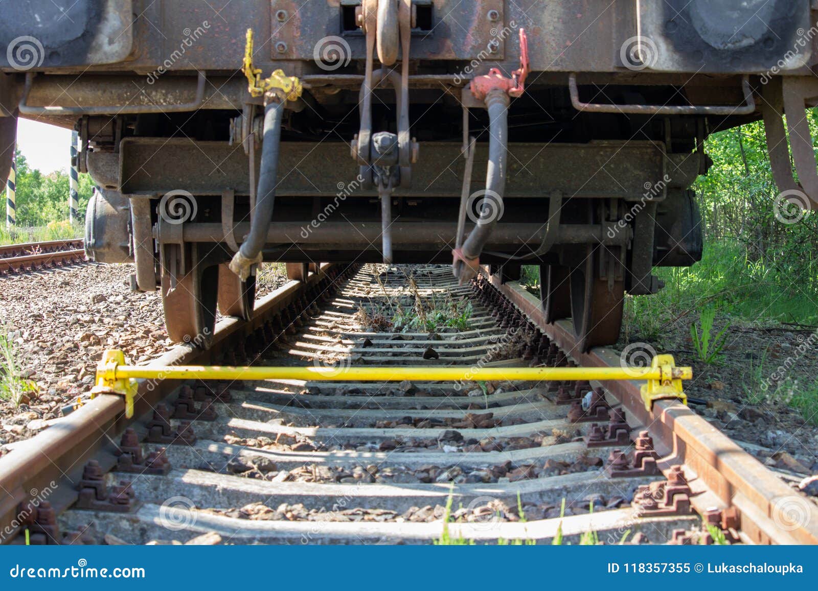 Parking Brake on Railway Track with Wagon Stock Image Image of