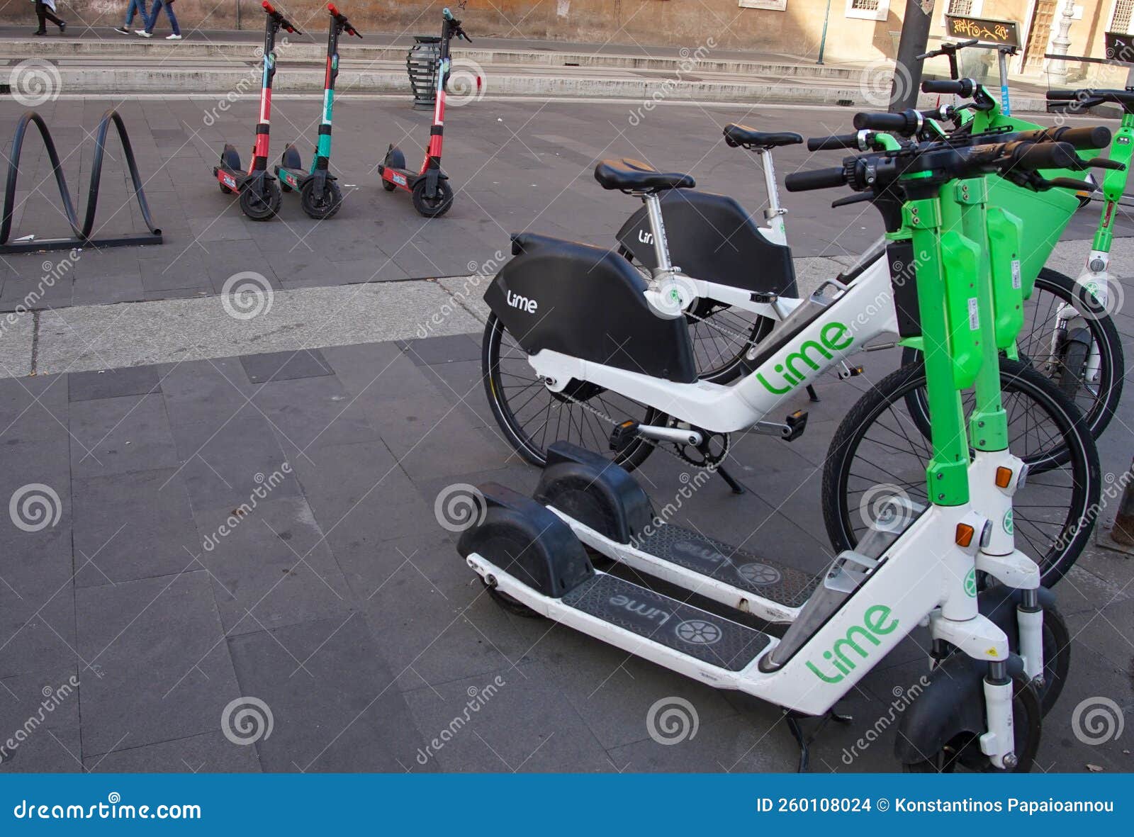 Parking of Electric Scooters in Rome Editorial Stock Image Image of