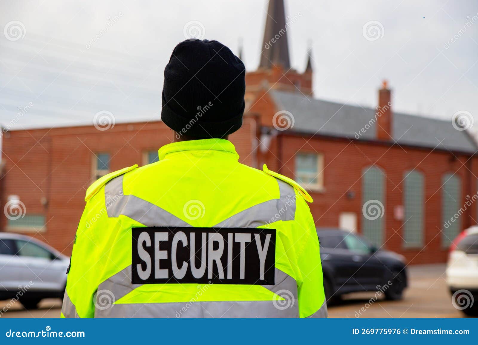 Parking Enforcement Vehicle By Parked Cars To Check Parking Mete Stock