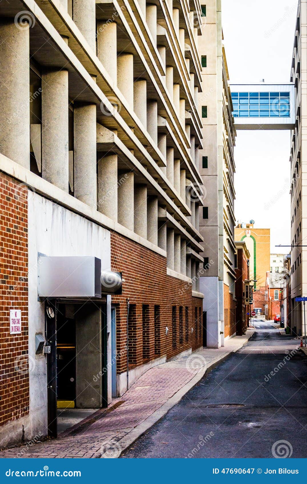 Parking Garage and Elevated Walkway in Harrisburg, Pennsylvania. Stock