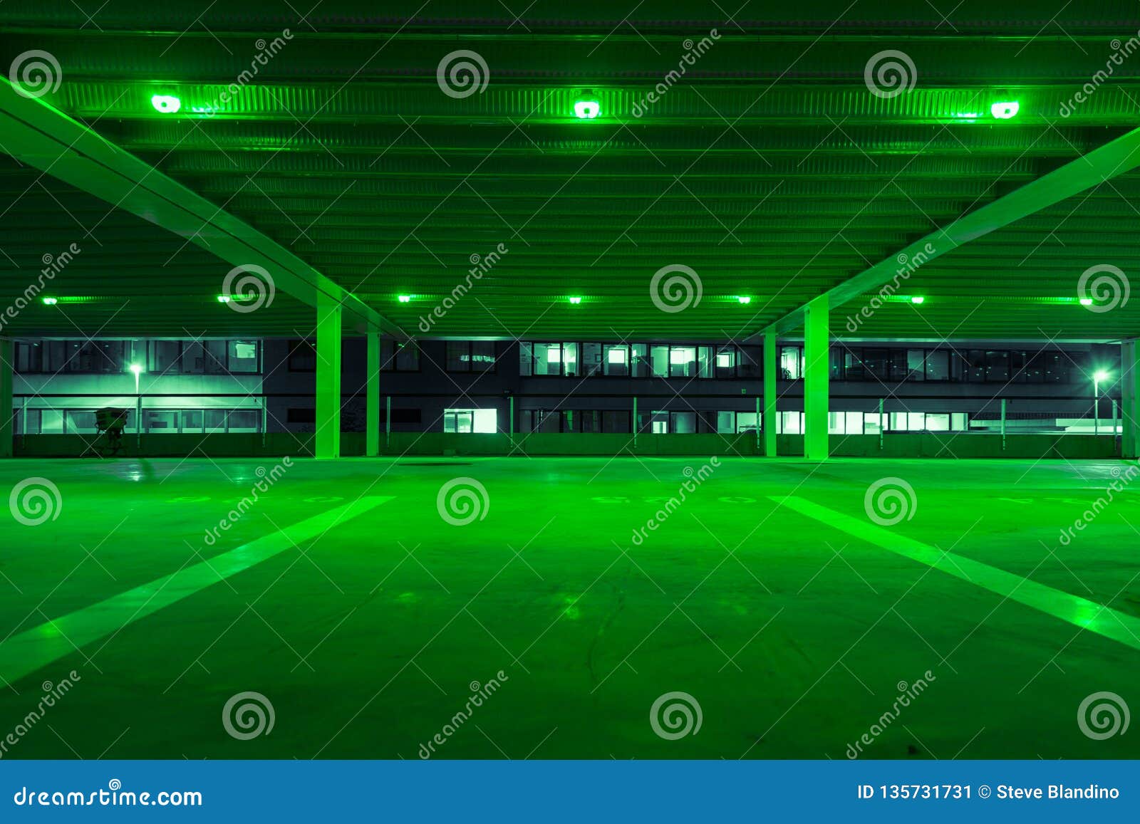 Parking Garage with Green Light in Free Spots Stock Image Image of
