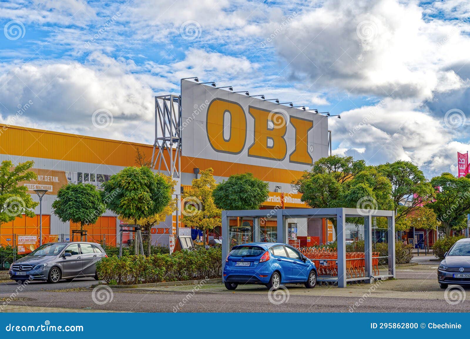 Parking Lot in Front of a Hardware Store in Germany Editorial Image