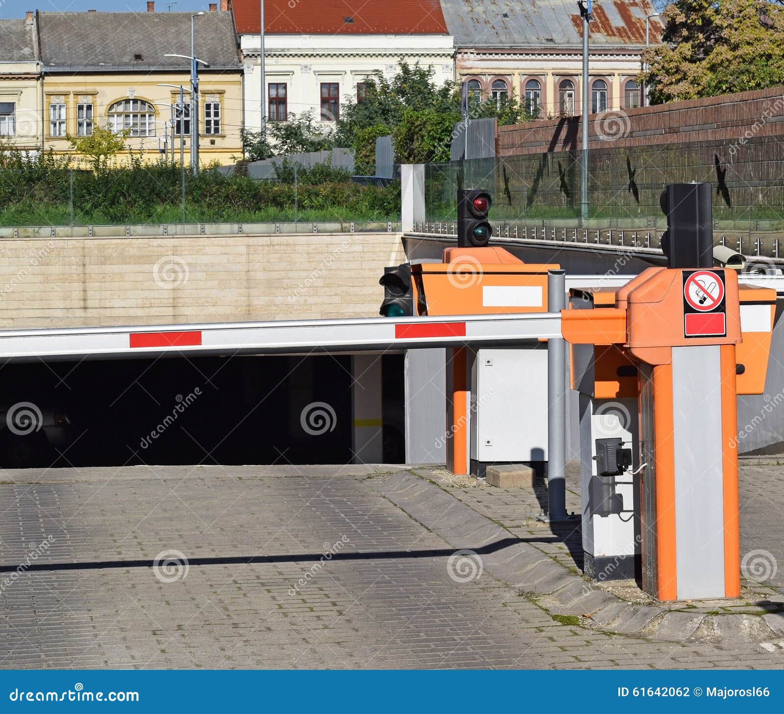 Parking lot gates stock photo. Image of house, paving - 61642062