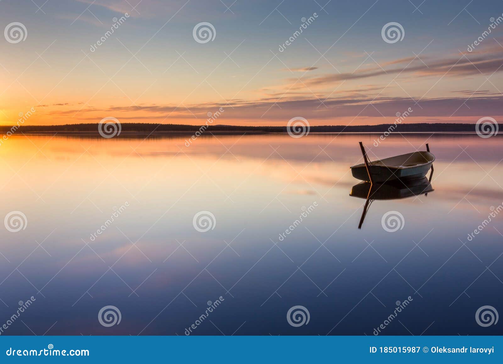 Parking for Small Fishing Boats on the Lake during Sunset