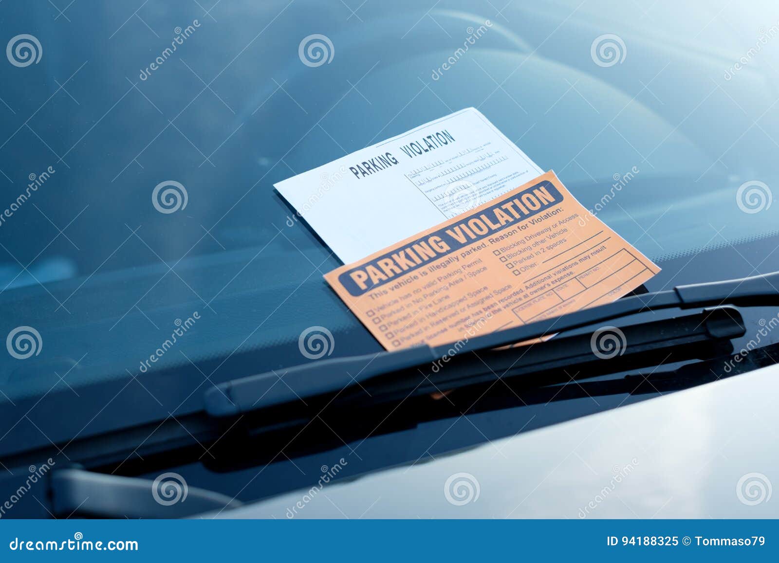 Parking Violation Ticket Fine on Windshield Stock Image Image of
