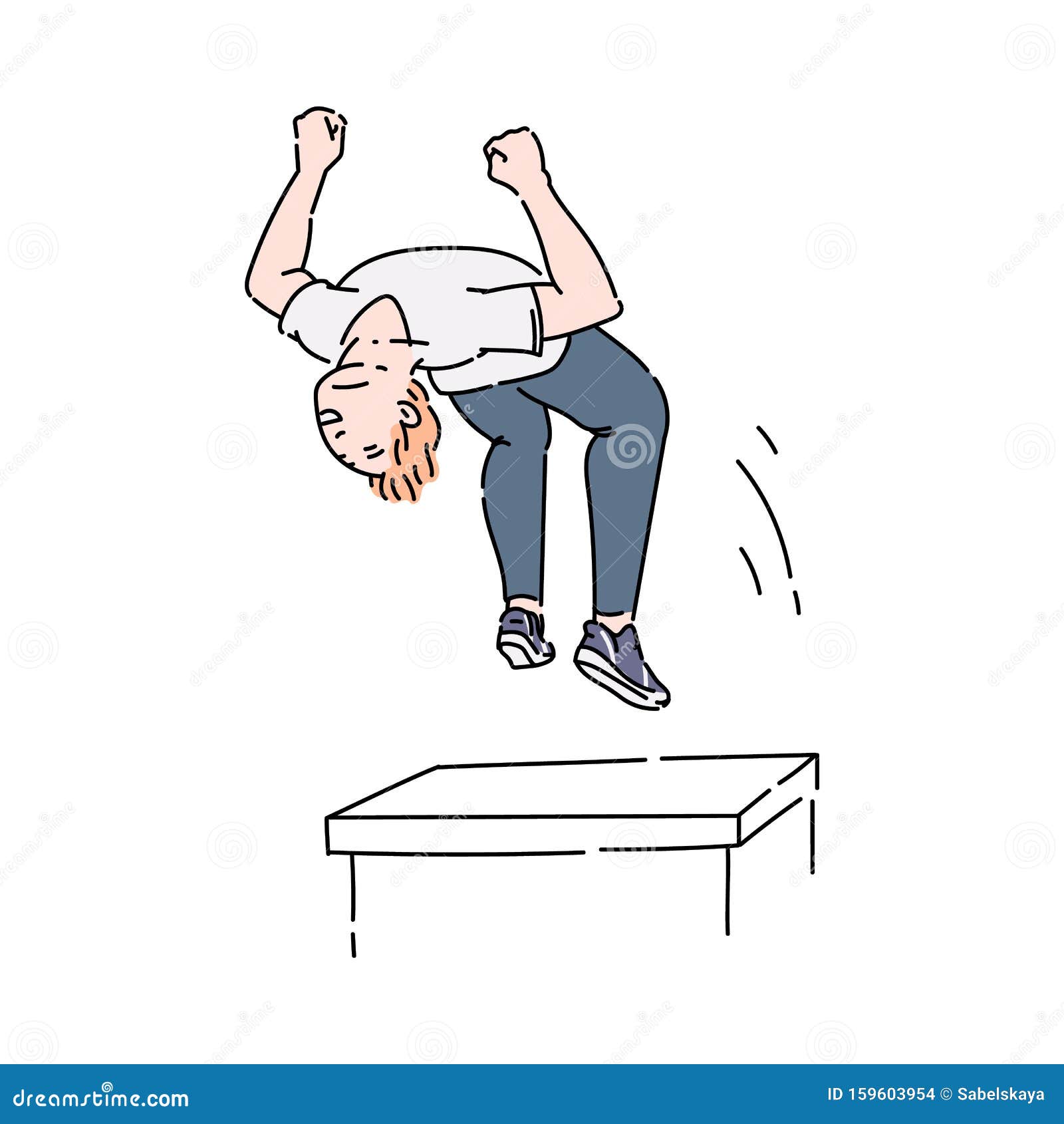 Parkour Athlete or Sportsman in Motion, Cartoon Vector Illustration  Isolated. Stock Vector - Illustration of athletic, isolated: 159603954