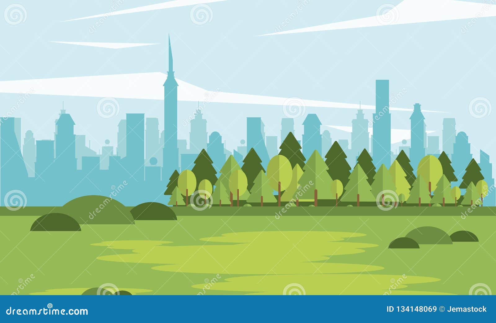 parkscape with  city