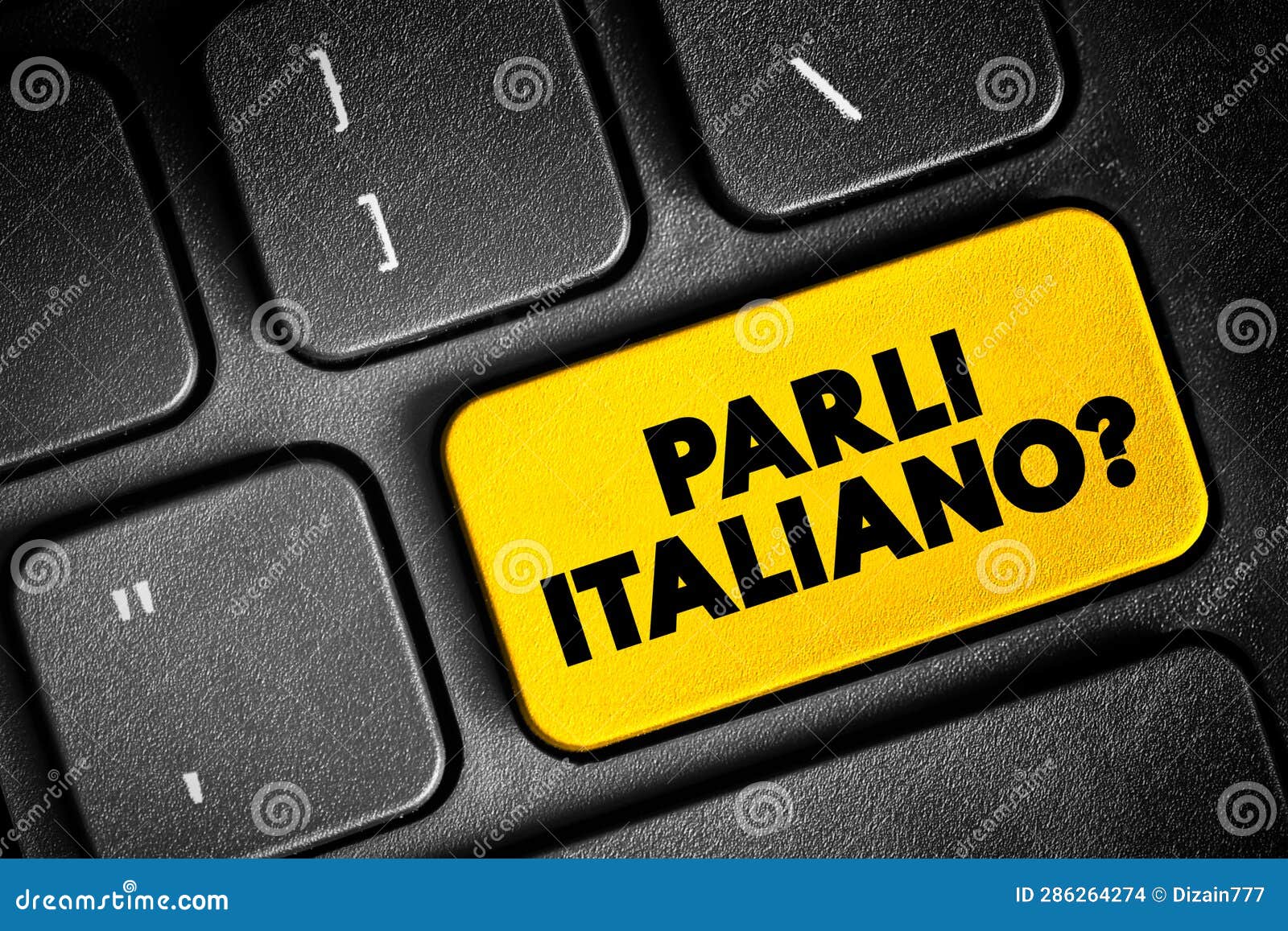 parli italiano? (do you speak italian?) text button on keyboard, concept background