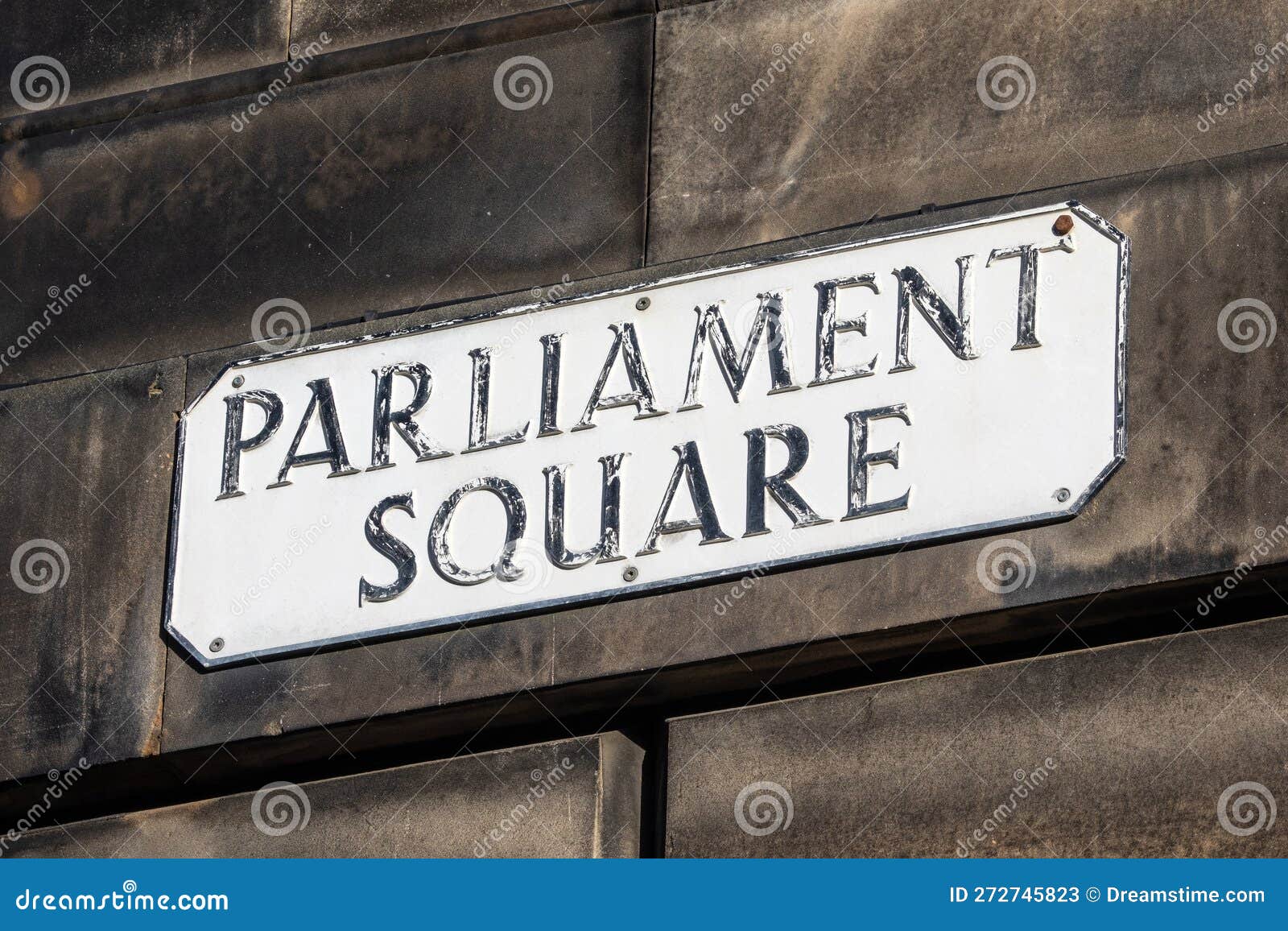 parliament square street sign in edinburgh, scotland