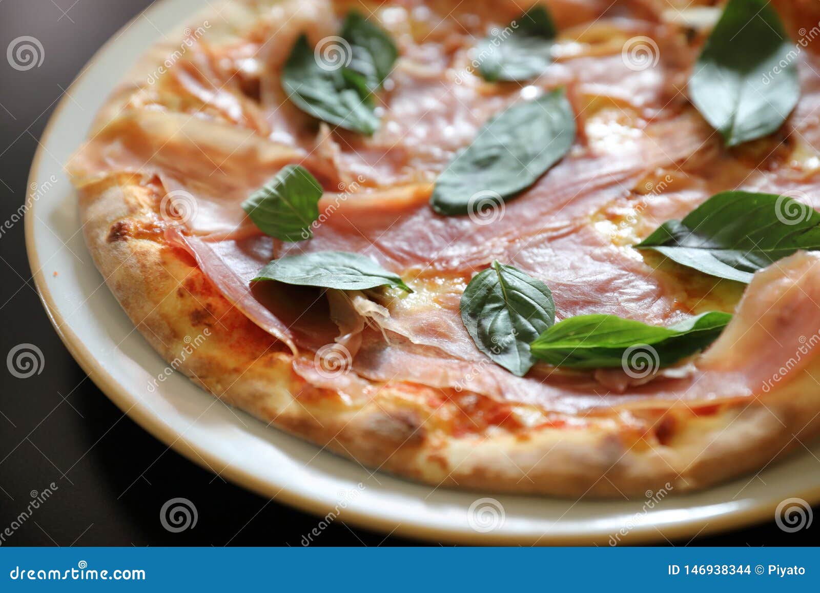 Parma Ham Pizza , Italian Food Stock Photo Image of closeup, baked