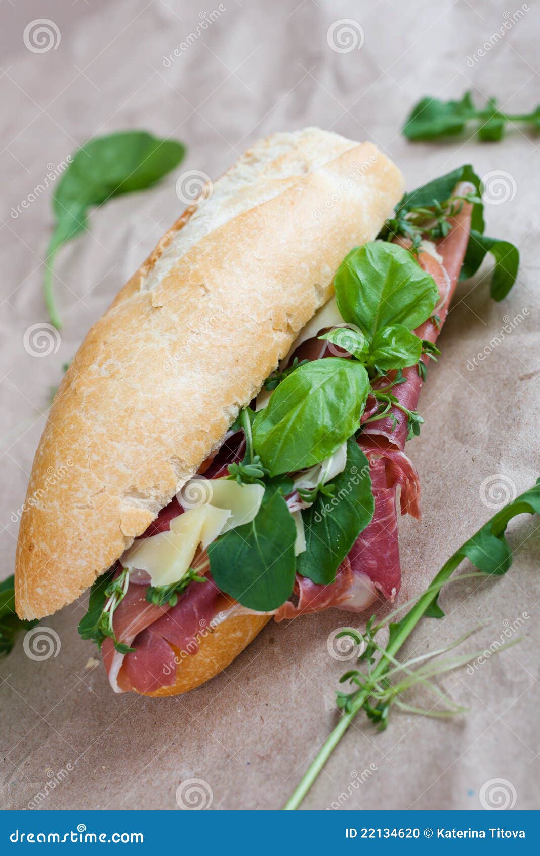 Parma ham sandwiches stock photo. Image of sesame, lettuce 22134620