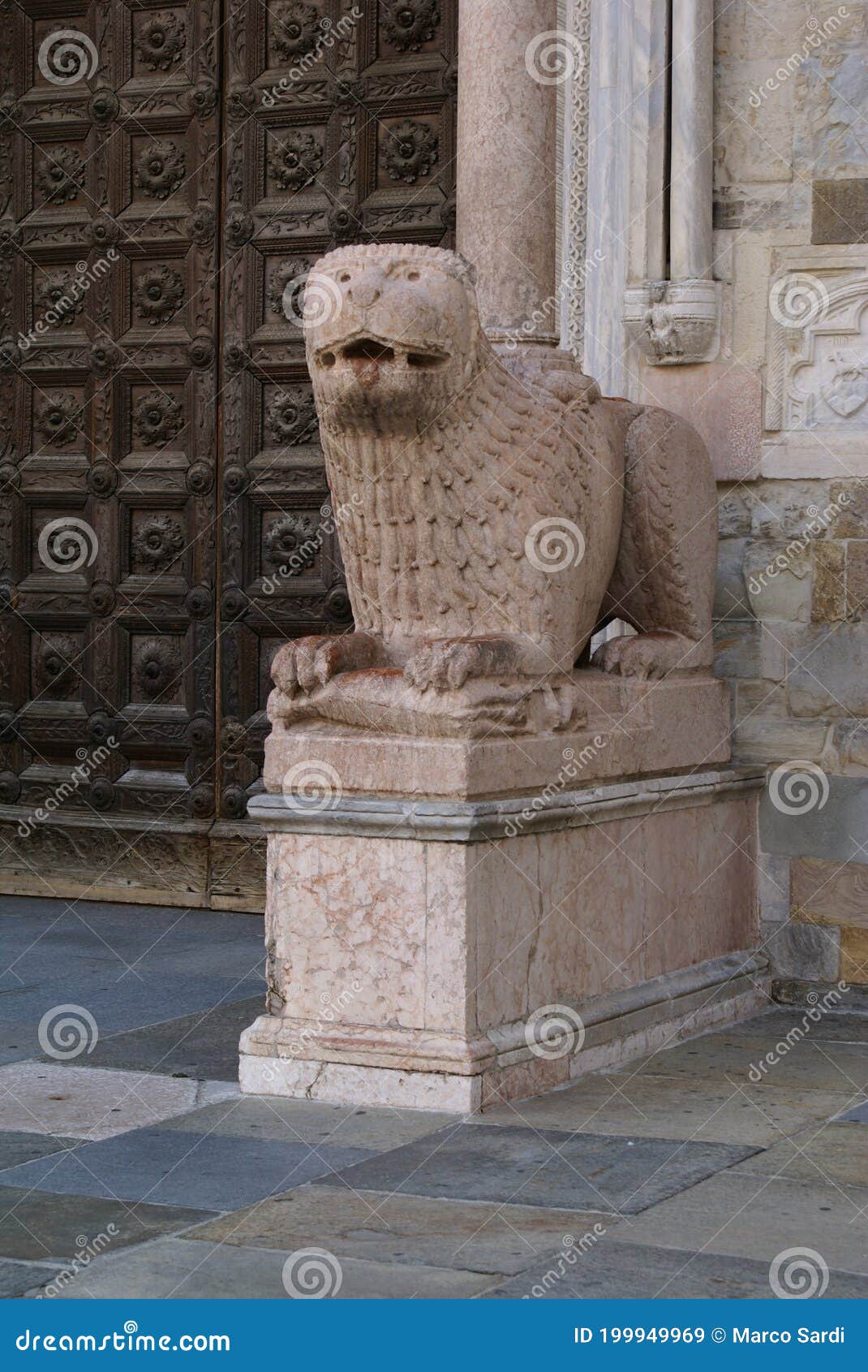 Parma, Italy - September 03 2009: Statue of a Lion at the Entrance of ...